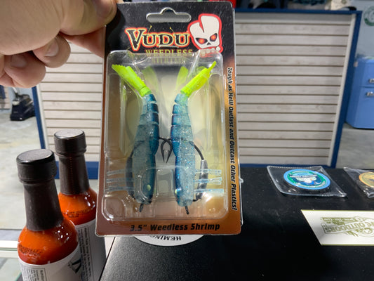 Vudu weedless shrimp 3.5” blue moon