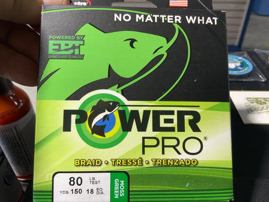 Power pro 80LB braid moss green 150yrds