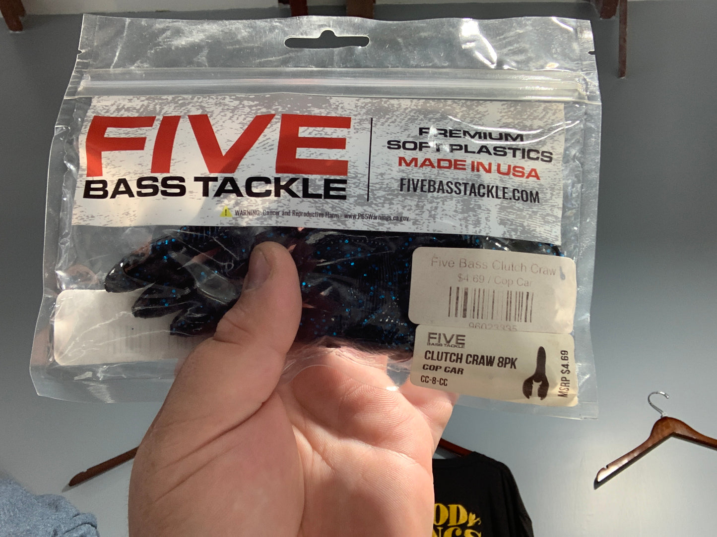 Five bass tackle cop car