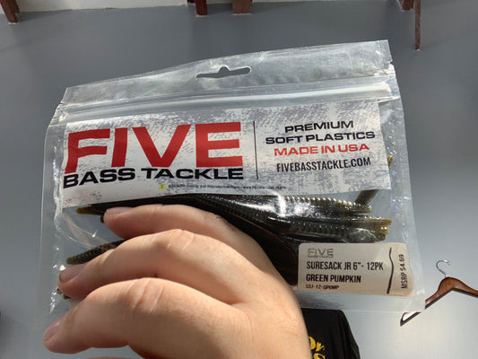 Five bass tackle green pumpkin 6” 12pk