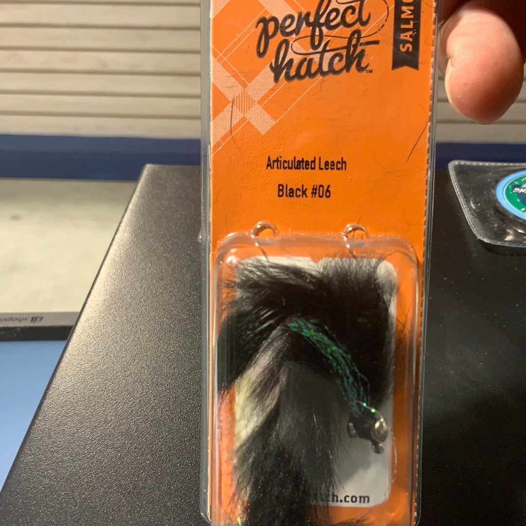 Perfect hatch salmon articulated leech black #6