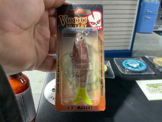 Vudu mullet 3.5” cajun pepper/chartreuse