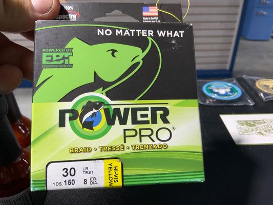 Power pro 30LB braid hi-vis yellow 150yrds