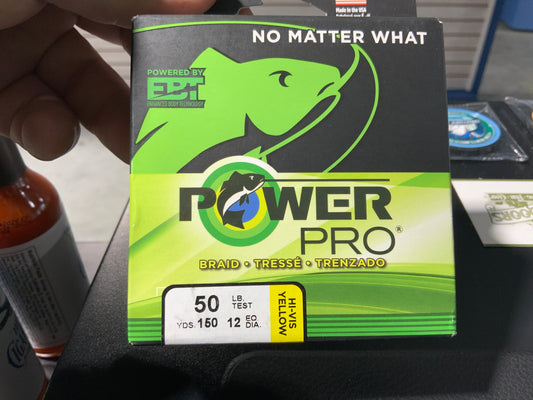 Power pro 50LB braid hi-vis yellow 150yrds