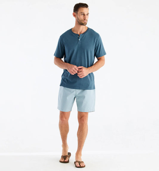 Bamboo Heritage Short Sleeve Henley - Slate Blue